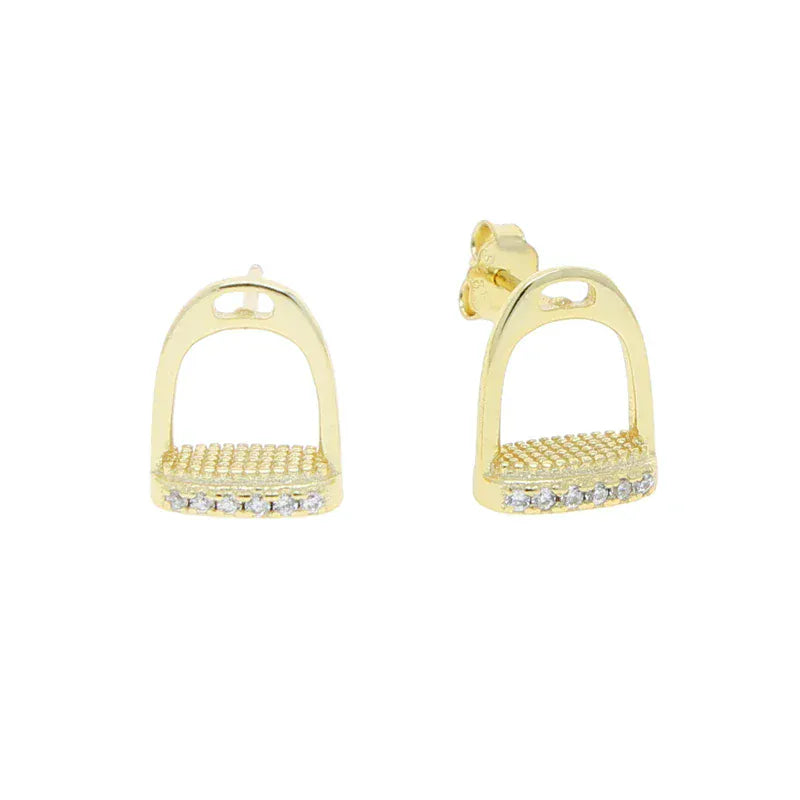 Boucles d'oreilles étrier en argent avec zircone
