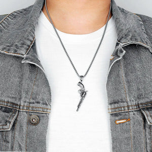316L Stainless Steel Vintage Revolver Necklace Retro Pistol Men Pendant Chain Rock Punk for Boyfriend Biker Rider Jewelry Gift