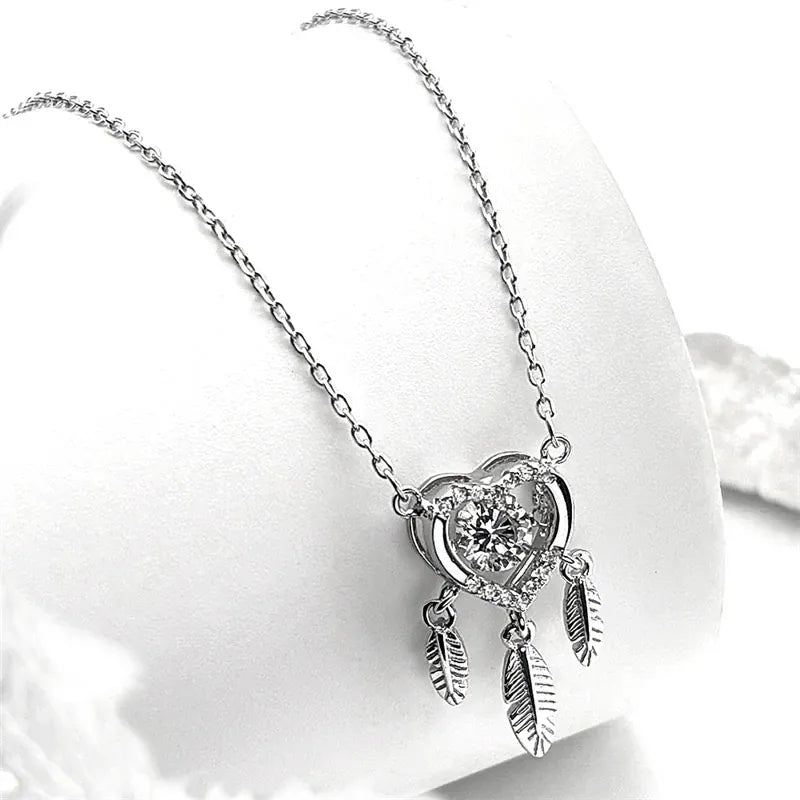 Collier attrape-rêves cœur en argent
