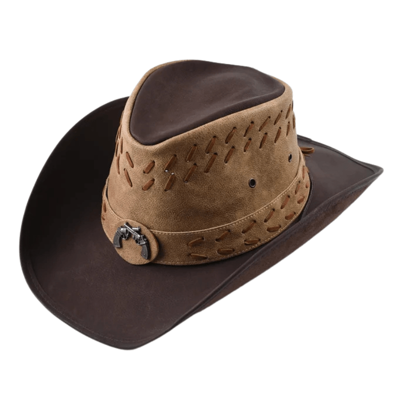 Äkta cowboyhatt skinn Brun och beige / One Size