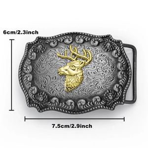 Bältespänne med guldfärgade westernmotiv