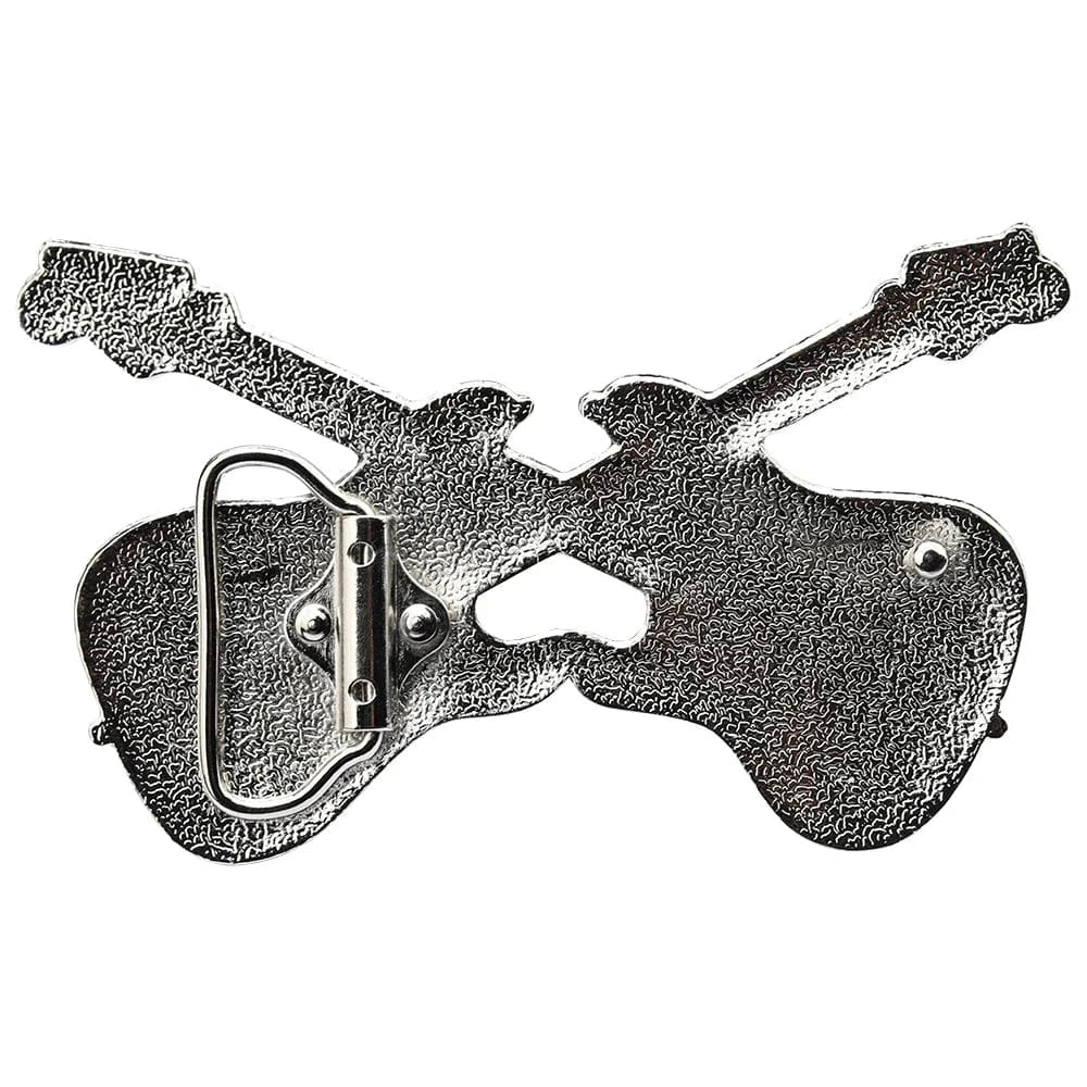 Bältesspänne Elektrische Gitarren Design mit schwarzem Emaille Silver/svart