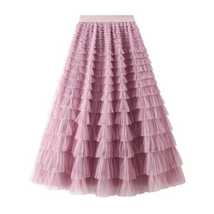 Bohemisk lång kjol Rosa / One Size