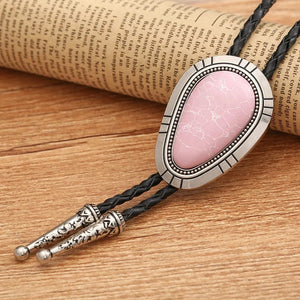Bolo tie i droppform med naturlig turkos