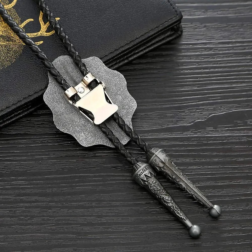 Bolo tie med blå sten och antik silverram Blå