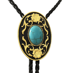 Bolo tie med dekorativ sten och barockdetaljer Svart och guld