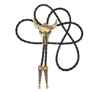 Bolo tie med tjurskalle i antik mässing Mässing