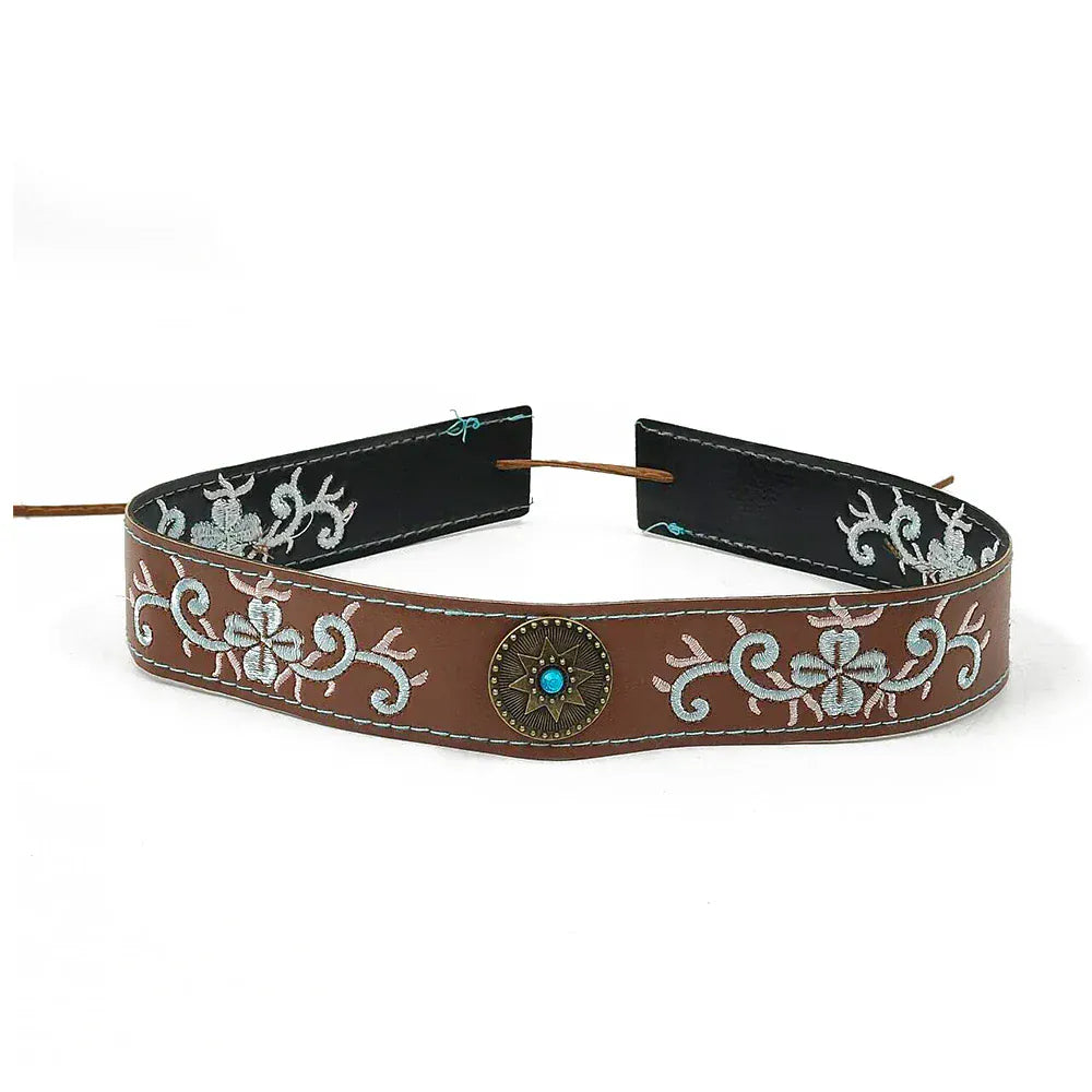 Brunt westernhattband blombrodyr Brun / 1 stycke