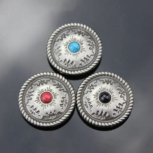 Concho 25 mm i Antiksilver med Färgsten
