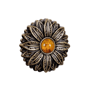 Concho i Antikkoppar med Blomdekor och Gul Turkossten 30mm