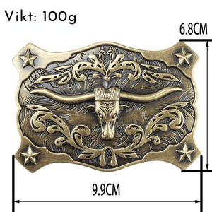 Cowboybälte äkta läder djurgravyr