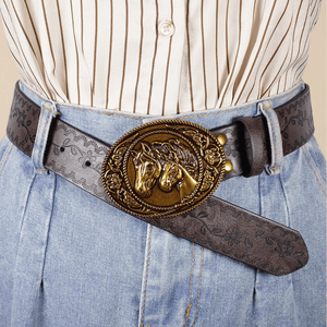 Cowboybälte i Retrostil med Hästmotiv och Präglad Design