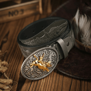 Cowboybälte med gyllene tjurspänne