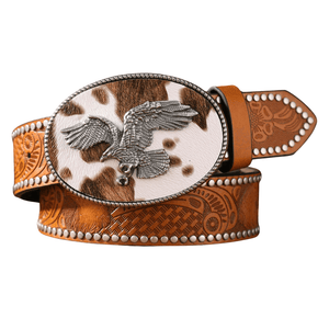 Cowboybälte med örnmotiv Kamel Silver / 120cm