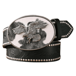Cowboybälte med örnmotiv Svart Silver / 120cm