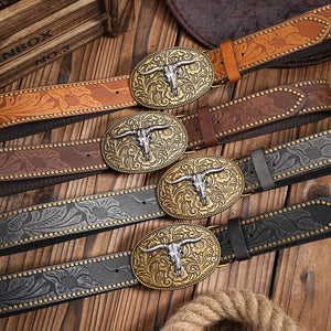 Cowboybälte silver tjurhuvud