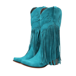 Cowboyboots dam med fransar i retrostil av mjukt läder