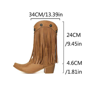 Cowboyboots med fransar och nitar i västernstil