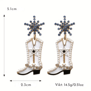 Cowboyboots-örhängen med pärlor och snöflinga
