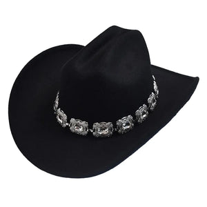 Cowboyhatt dam med dekorativt bälte i silver