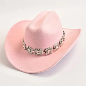 Cowboyhatt dam med dekorativt bälte i silver Rosa / 57-59cm