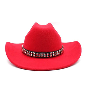 Cowboyhatt i filt med elegant nitbälte Röd / 56-58cm