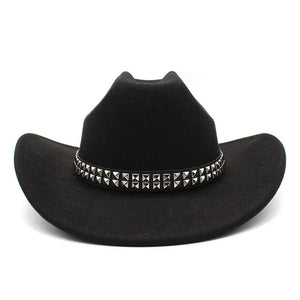 Cowboyhatt i filt med elegant nitbälte Svart / 56-58cm