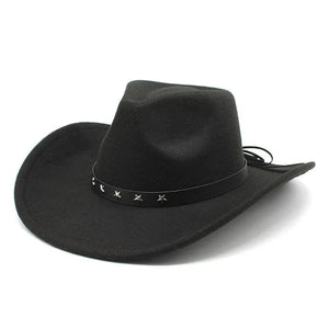 Cowboyhatt i filt med stjärnband Svart / 57-58cm