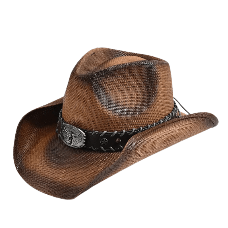 Cowboyhatt i Handvävd Strå Mörkbrun / 56-58cm