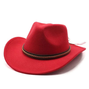 Cowboyhatt med läderfläta Röd / 56-58cm