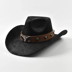 Cowboyhatt med Oxhuvud Svart / Kan justeras
