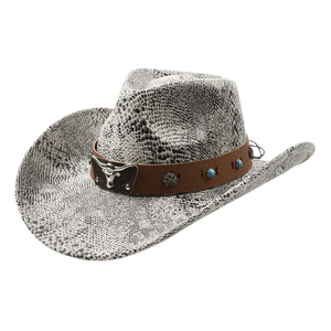 Cowboyhatt med Oxhuvud Vit / Kan justeras