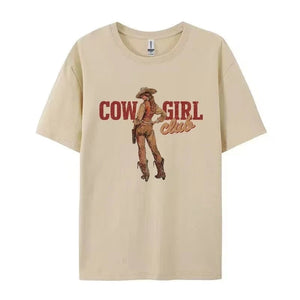 "Cowgirl Club" T-Shirt Beige / S
