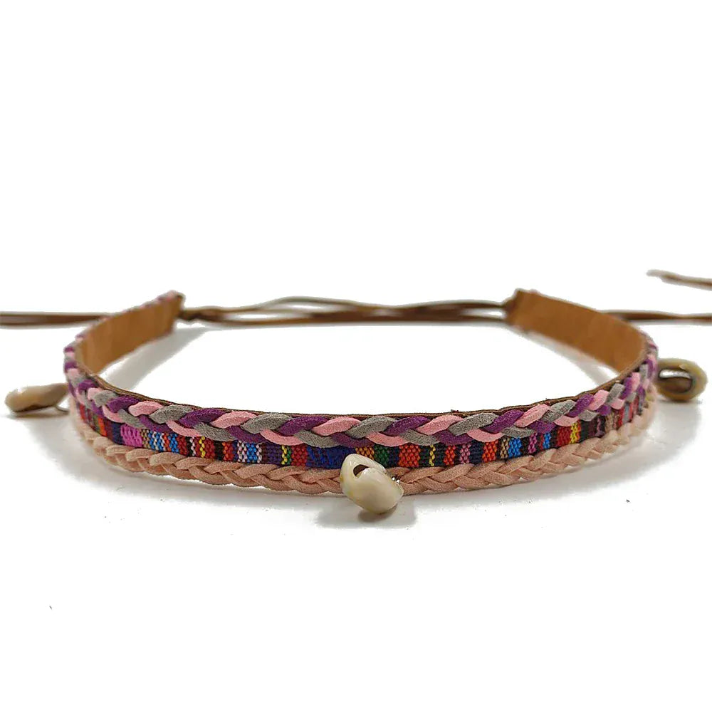 Cowgirlhattband med bohoflätning Rosa / 1 stycke