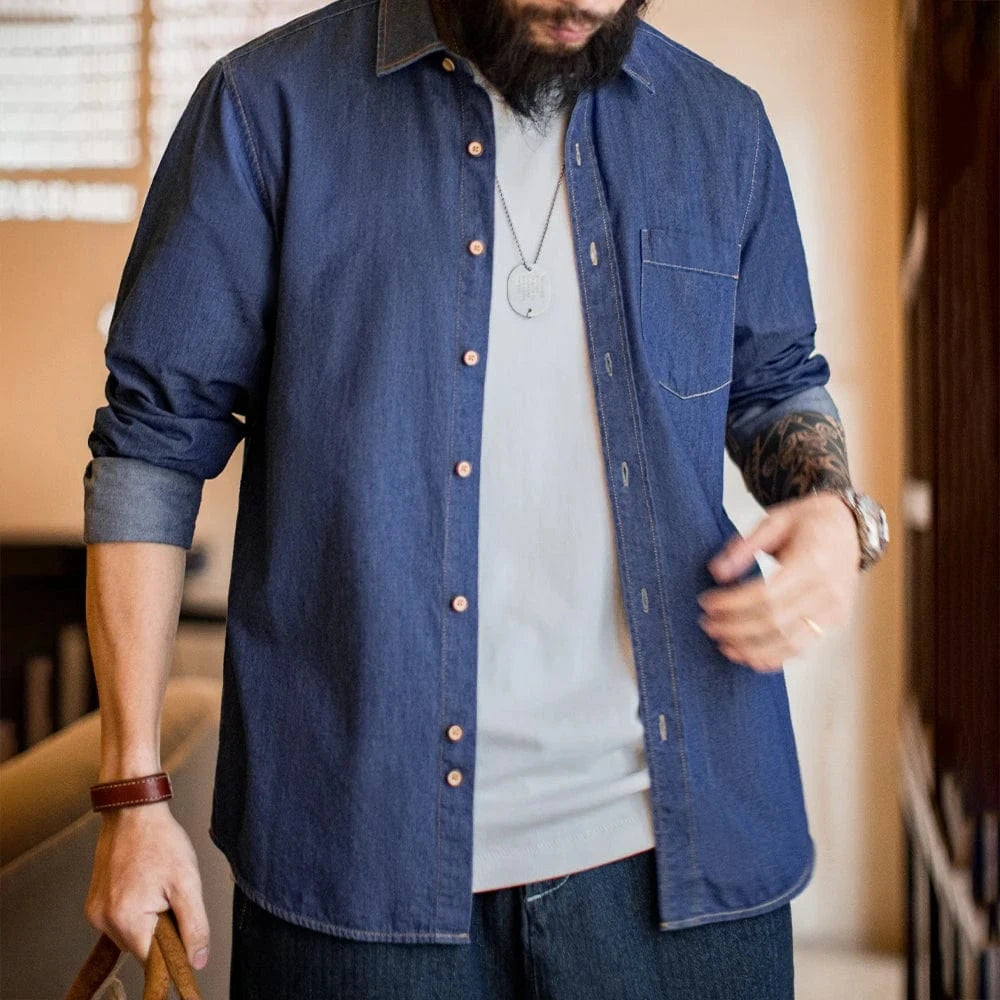 Denimskjorta Western klassisk Blå / S