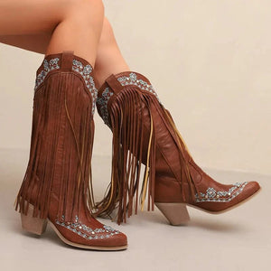 Fransboots med Broderi i Westernstil