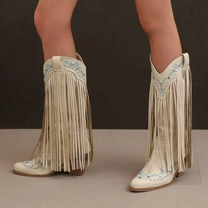Fransboots med Broderi i Westernstil