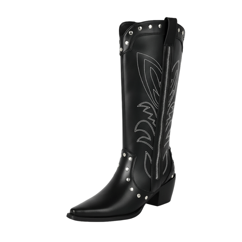 Höga cowboy boots dam Svart / 35