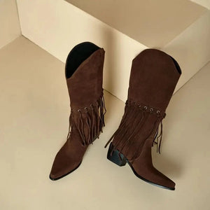 Höga Frans Cowboyboots i Mocka