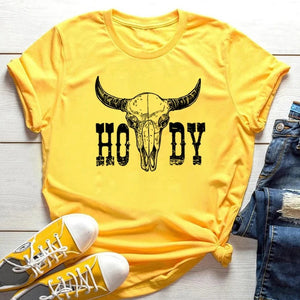"Howdy" Western T-shirt Gul / S