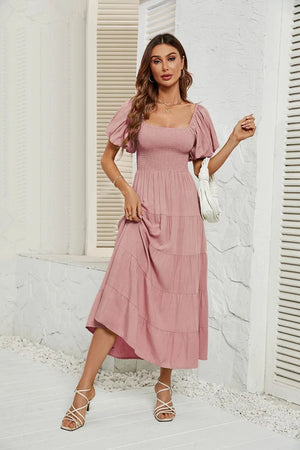 Klänning med smock i midjan Rosa / S