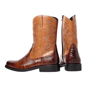 Låga Cowboy Boots Herr i Alligatormönster med Dragkedja