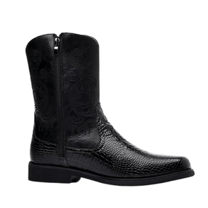 Låga Cowboy Boots Herr i Alligatormönster med Dragkedja