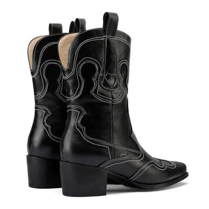 Låga Cowboyboots med Kontrastsöm för Dam