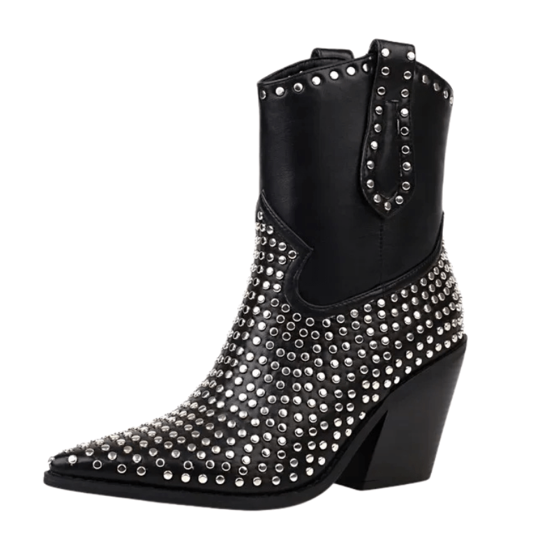 Låga Cowboyboots med Nitar för Dam Svart-Nit / 35