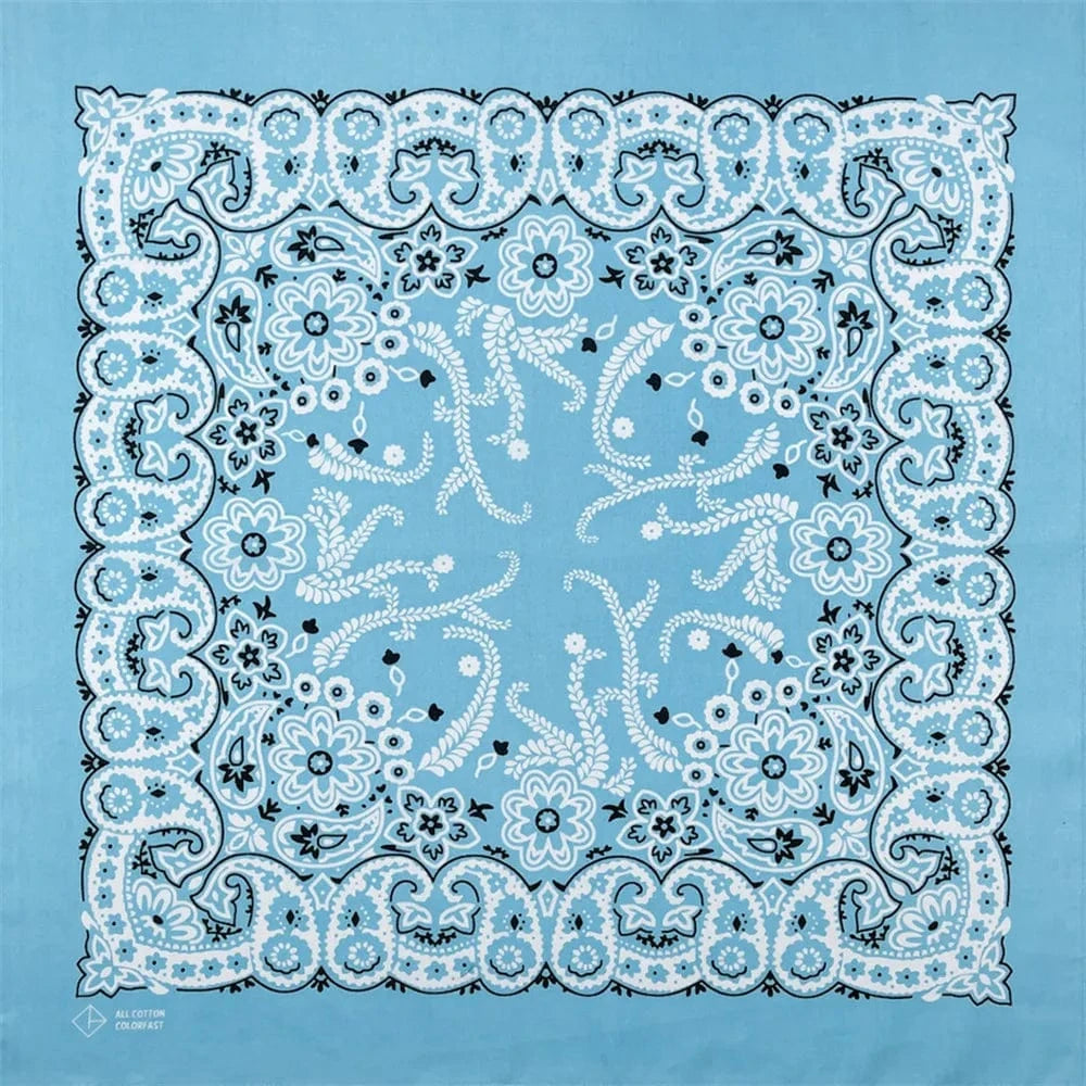 Ljusblå Bandana med Blommig Paisley-mönster Ljusblå