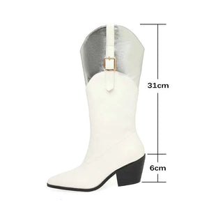 Höga Cowboyboots med Metallisk Topp för Dam