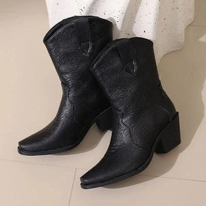 Mönstrade Låga Cowboyboots för Dam