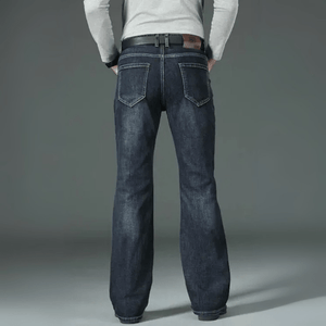Mörkblå utsvängda jeans för herr