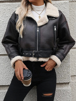 Mörkbrun shearling jacka Mörkbrun / XS